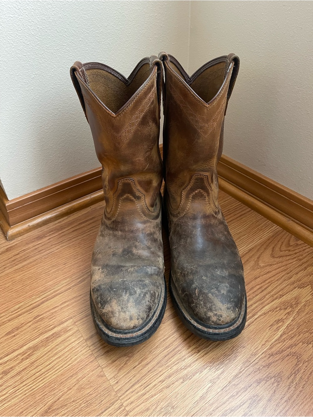 Ariat Sierra Men's Pull on Brown Leather Western Work Boots size 10 EE